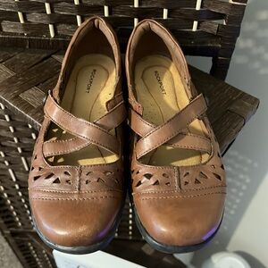 Ladies Rockport Leather Shoes Loafers Flats Balance Man Made Size 7.5